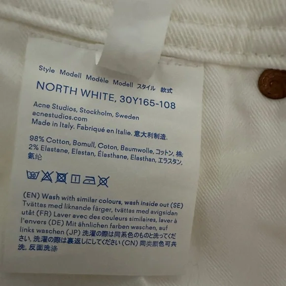 Acne Studios Bla KonstSouth White Men jeans‎ 29x 32 excellent condition.